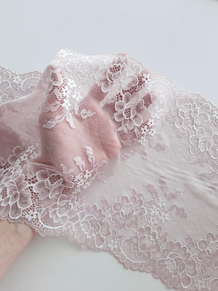 Passamaneria in pizzo elasticizzato per lingerie, tessuto in pizzo elastico per reggiseni - immagine 4