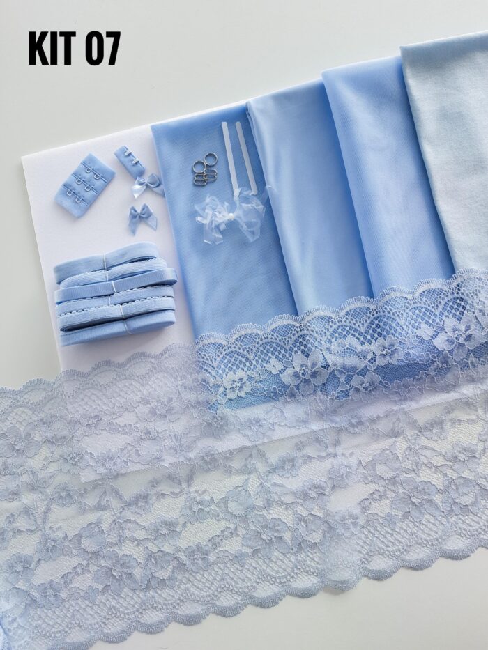 kit da cucito reggiseno + mutandina colore blu, kit fai da te - immagine 8