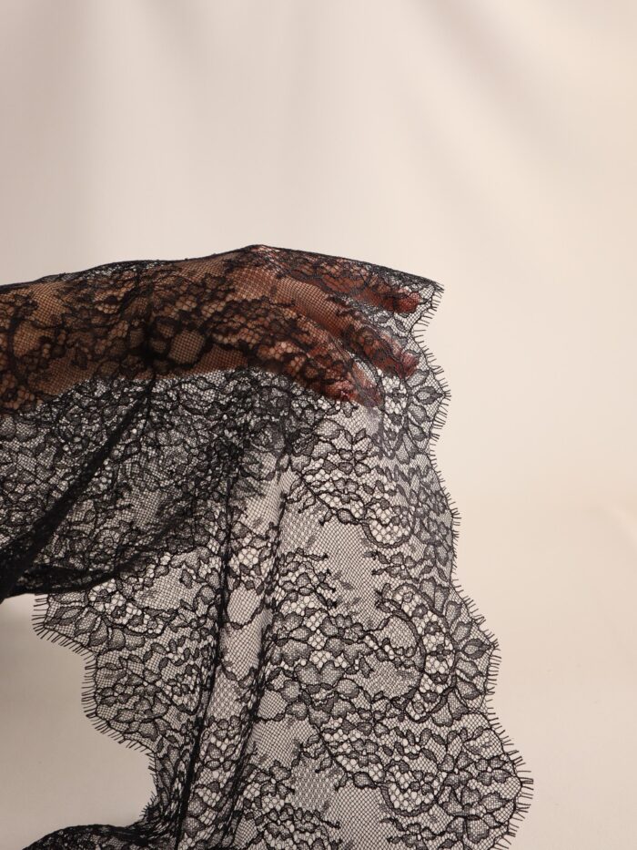 black eyelash chantilly lace trim coupon, lace for sewing dress and corsets - Image 2