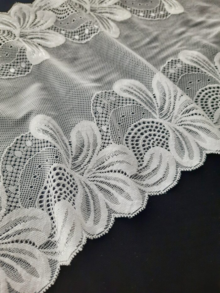 Tissu de dentelle extensible blanc antique – Image 4