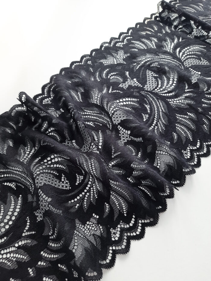 bordure en dentelle élastique noire pour la couture de lingerie, tissu en dentelle pour la confection de soutiens-gorge – Image 1
