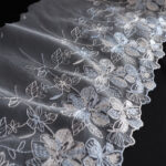 Set speculare da 2 m bianco/blu con bordo in pizzo di voile ricamato per cucire biancheria intima, pizzo floreale ricamato per la creazione di reggiseni