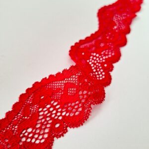 red stretch lace trim, width 3.5 cm/ 1.37''