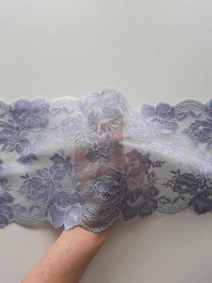 lilac floral elastic lace trim for sewing lingerie, 19.5 cm/ 7.48" wide - Image 4
