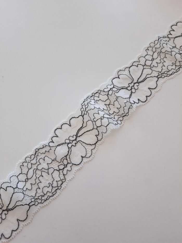 Bordure en dentelle extensible étroite, largeur 5 cm/1,96 po – Image 1
