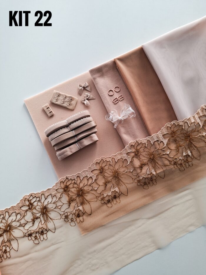 kit per cucire reggiseno + slip color caffè latte, Kit fai da te - immagine 22