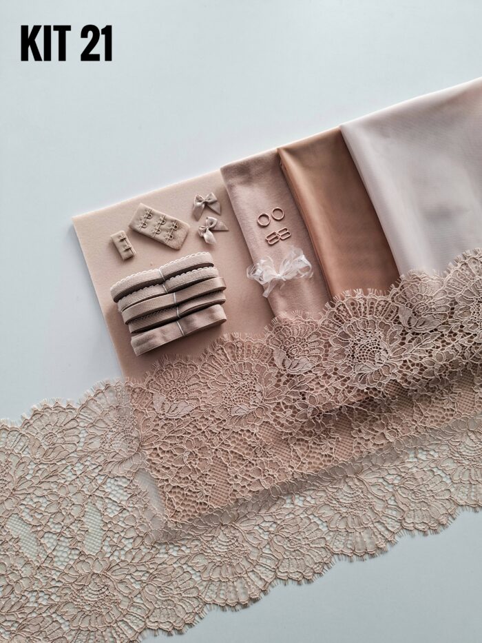 kit per cucire reggiseno + slip color caffè latte, Kit fai da te - immagine 21