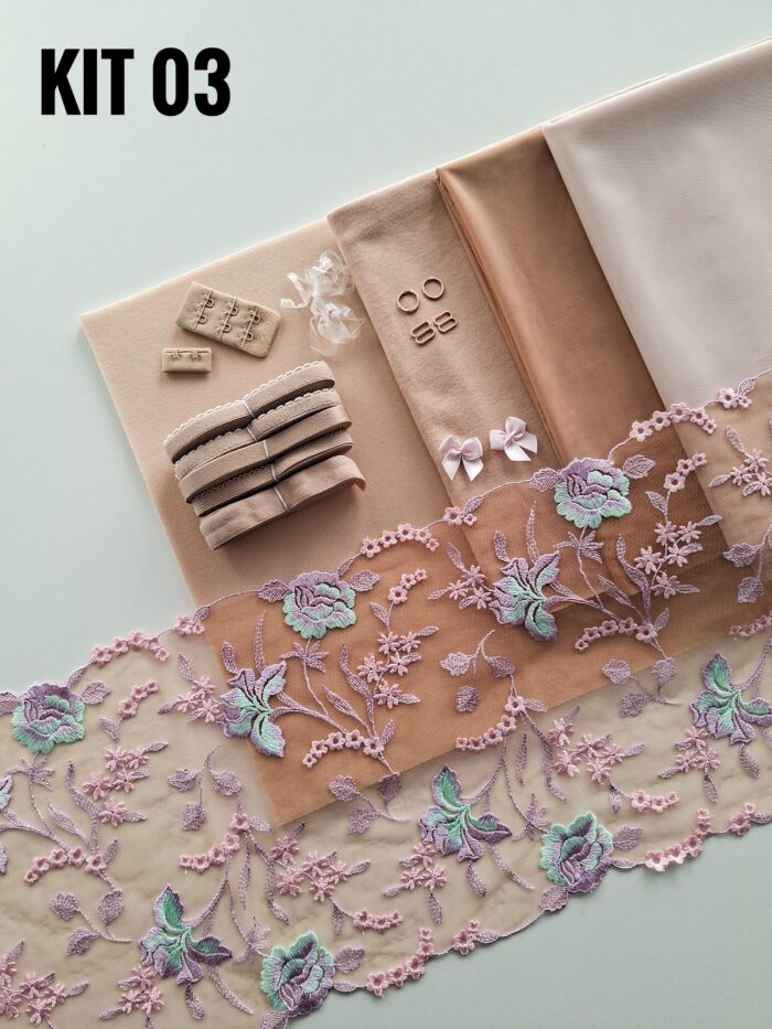 kit per cucire reggiseno + slip color caffè latte, Kit fai da te - immagine 4