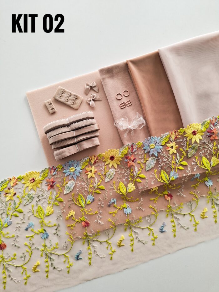 kit per cucire reggiseno + slip color caffè latte, Kit fai da te - immagine 3
