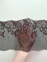 2m mirrored set, black embroidered lace for bra making, floral embroidery 20 cm/7.87'' - Image 5