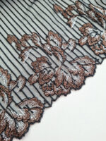2m mirrored set, black embroidered lace for bra making, floral embroidery 20 cm/7.87'' - Image 4