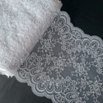 white embroidered tulle lace trim for bra making, width 20.5 cm