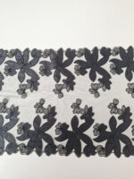 Encaje floral bordado negro para costura de lencería, 23,0 cm/9,05