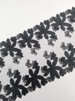 Encaje floral bordado negro para costura de lencería, 23,0 cm/9,05