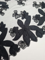 Encaje floral bordado negro para costura de lencería, 23,0 cm/9,05