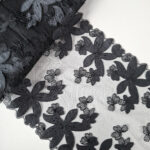 black floral embroidered lace for lingerie sewing, 23.0 cm/9.05