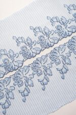 2m mirrored set, blue embroidered lace for bra making, floral embroidery 20 cm/7.87''