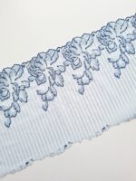2m mirrored set, blue embroidered lace for bra making, floral embroidery 20 cm/7.87'' - Image 2
