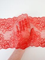 encaje elástico rojo para costura de lencería, 21 cm de ancho - Imagen 3