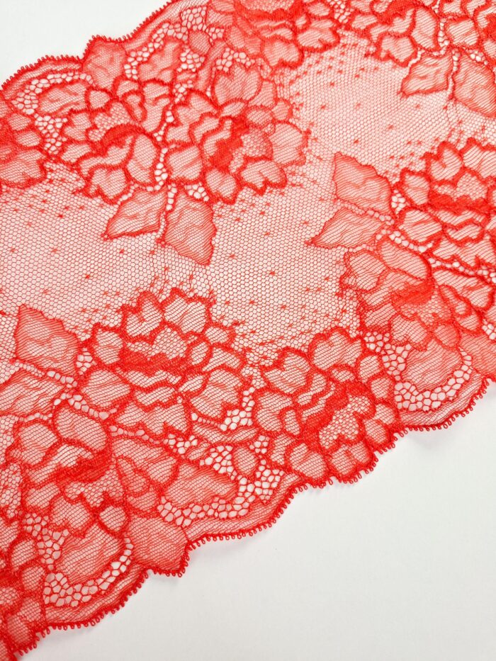 galon de dentelle élastique rouge pour la couture de lingerie, largeur 21 cm – Image 4