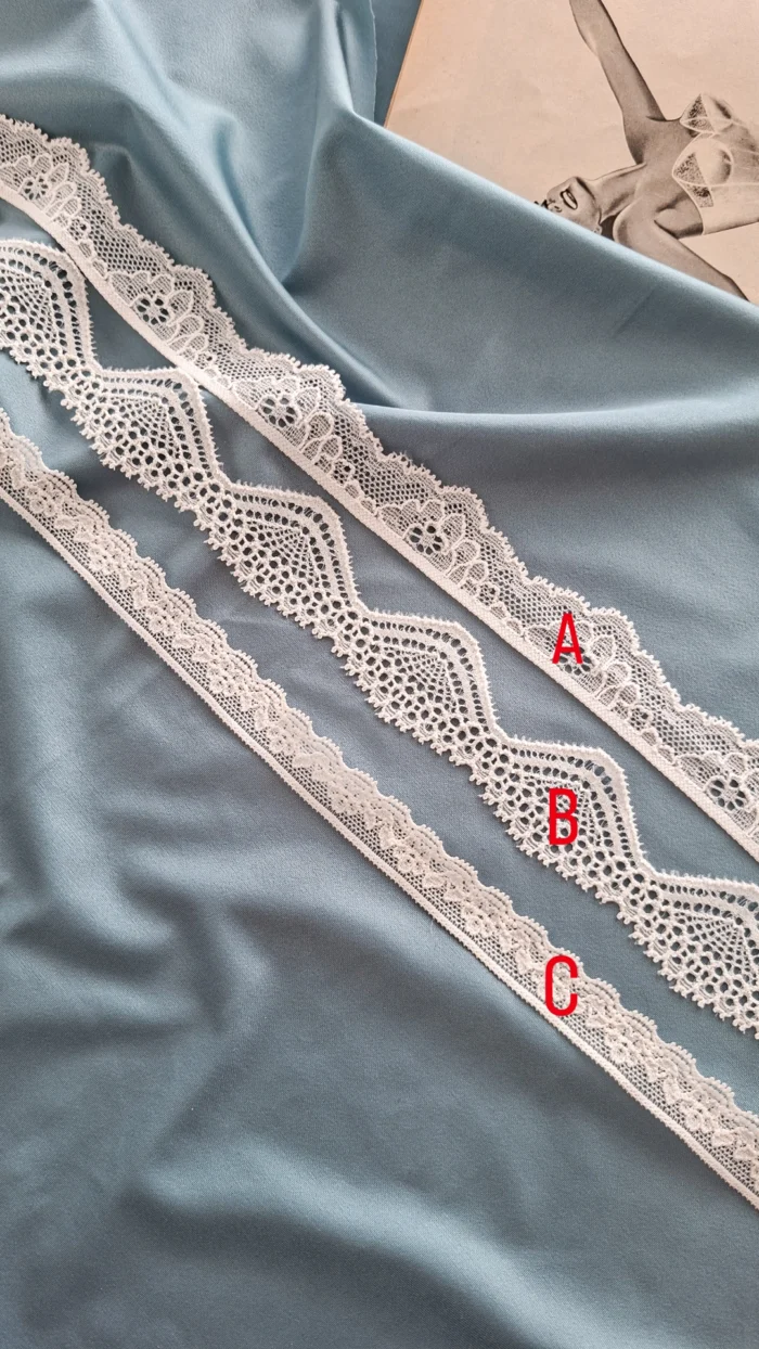 bordura in pizzo elastico bianco antico - immagine 3