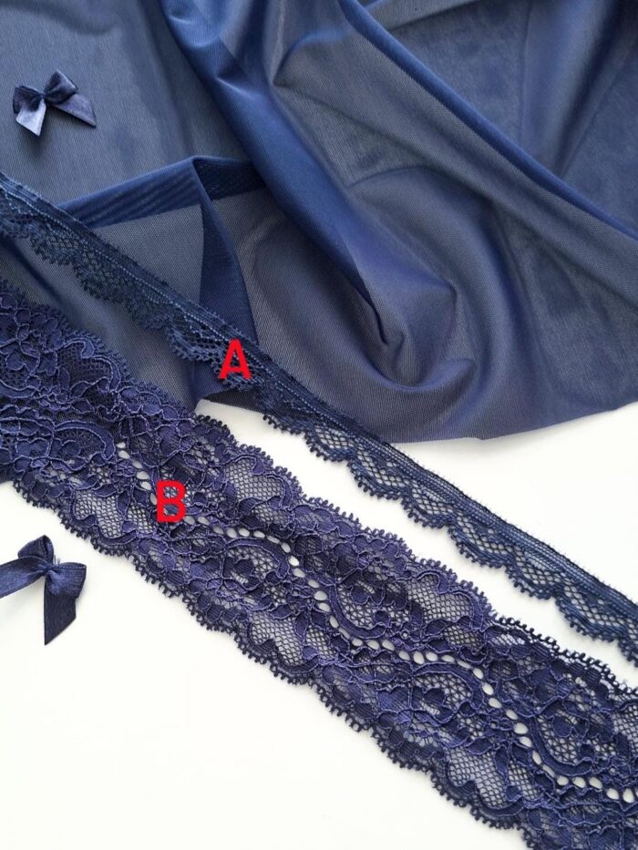Galons de dentelle extensible bleu marine – Image 2