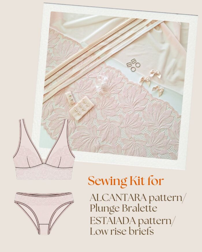 LUNA patternFull cup bra GALATA patternHight Waisted Slip (4) Complete Sewing Kit for ALCANTARA & ESTAIADA patterns (by Lingerie LVL) - immagine 1