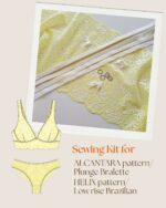 Complete lingerie sewing kit for ALCANTARA bralette and HELIX brazilian patterns — lace, elastics and silver findings